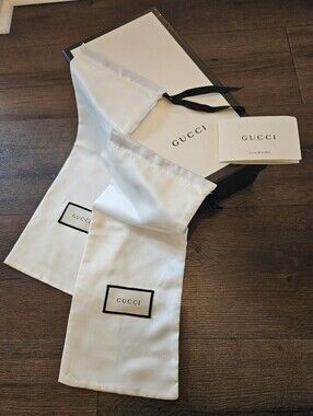 Authentic Gucci Luxury Packaging Bundle Box + 2 Dust Bags + Care Booklet
